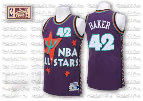 Mens Adidas Milwaukee Bucks 42 Vin Baker Swingman Purple 1995 All Star Throwback NBA Jersey
